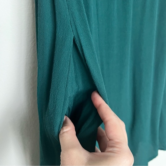 Free People Sleeveless Shift Dress Waterfall Ruffle in Emerald Green Size 4 - Picture 6 of 8